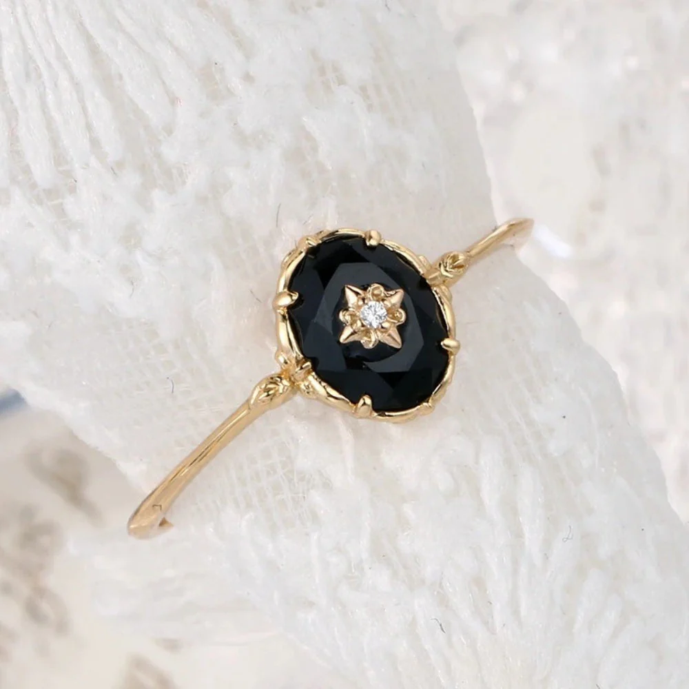 Vintage Black Agate Crystal Ring - Image 5