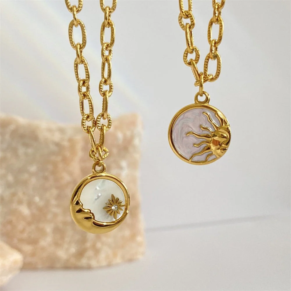 Vintage Sun and Moon Shell Pendants - Image 5