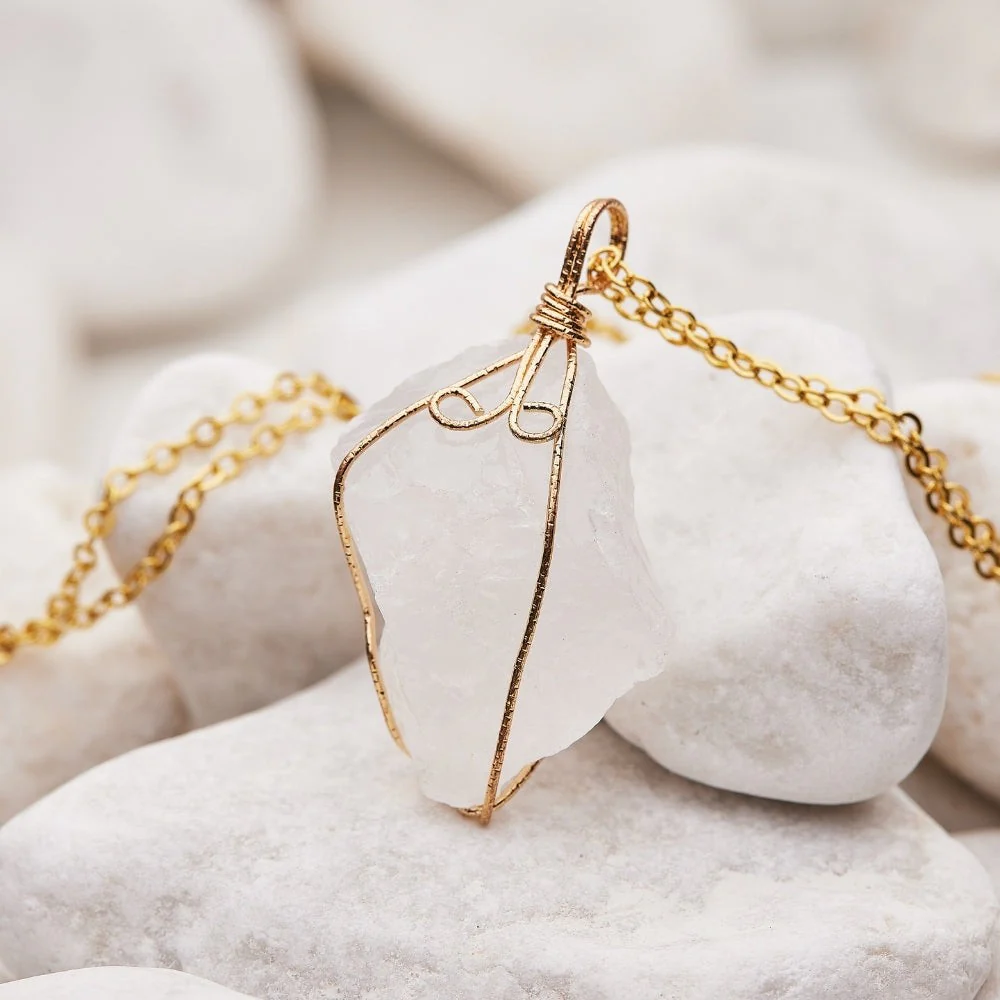 Wire Wrapped Raw Crystal Necklace - Image 4