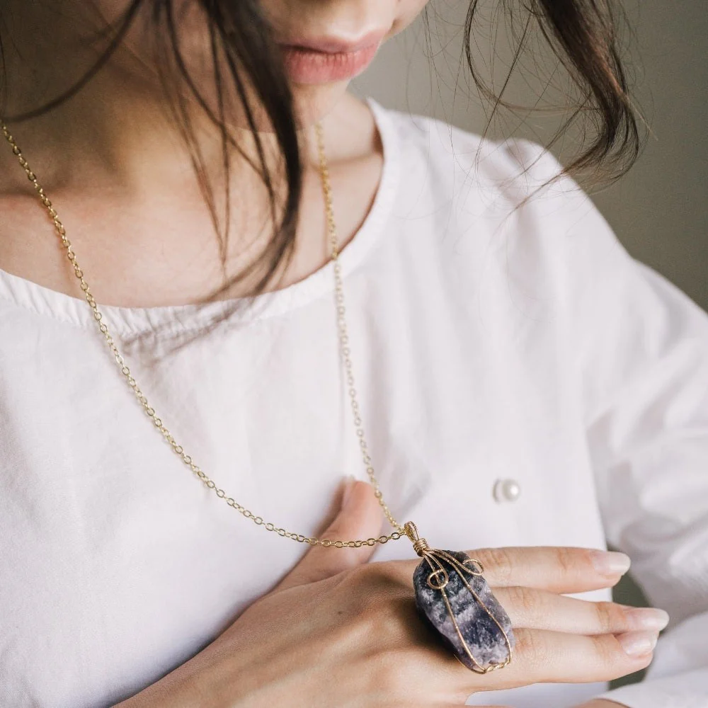 Wire Wrapped Raw Crystal Necklace - Image 6