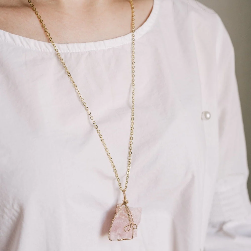 Wire Wrapped Raw Crystal Necklace - Image 7