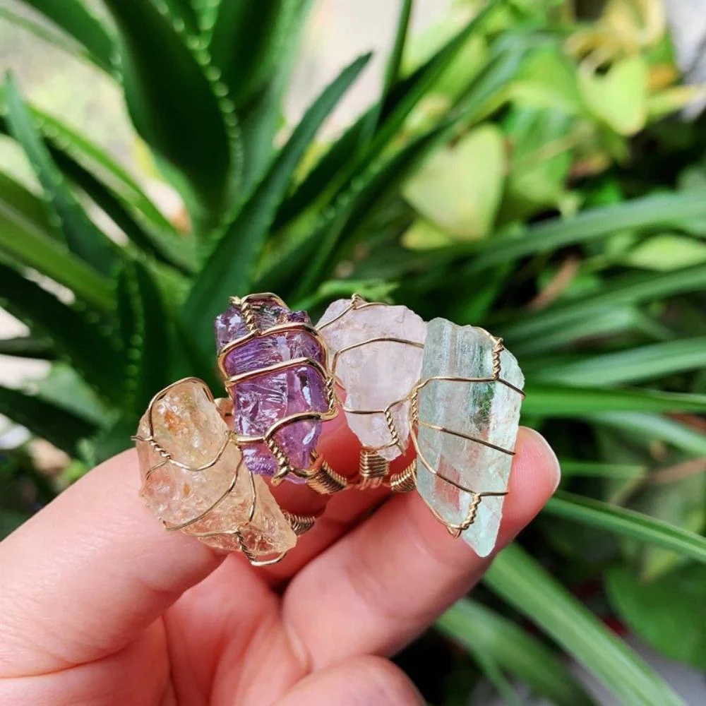 Wire Wrapped Rough Crystal Ring - Image 2