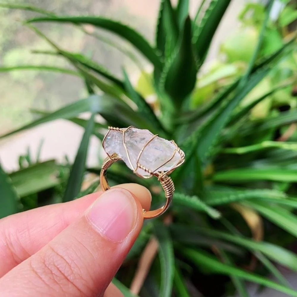 Wire Wrapped Rough Crystal Ring - Image 3