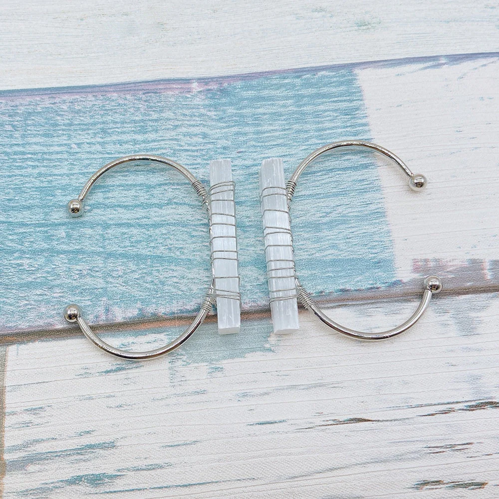 Wire Wrapped Selenite Bangle - Image 3