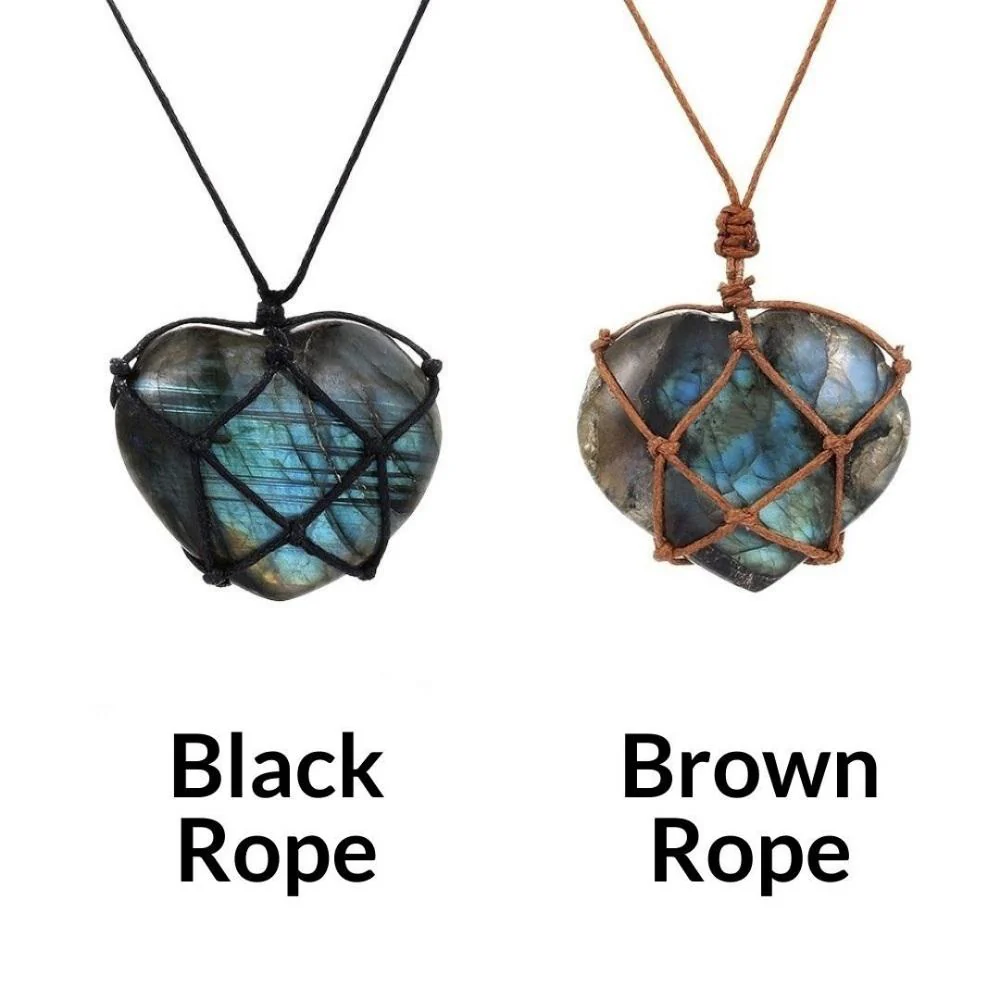 Wrapped Crystal Labradorite Heart Necklace - Image 5