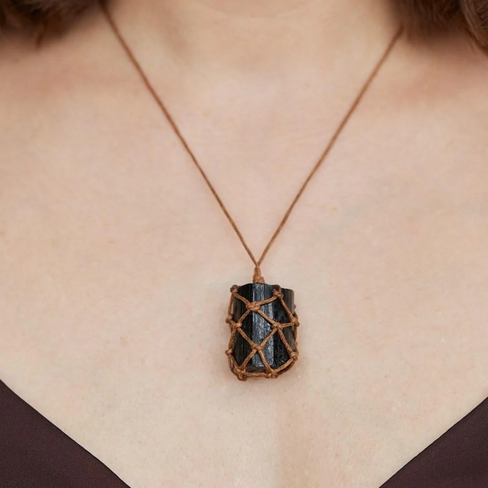 Wrapped Raw Black Tourmaline Crystal Protection Necklace - Image 3